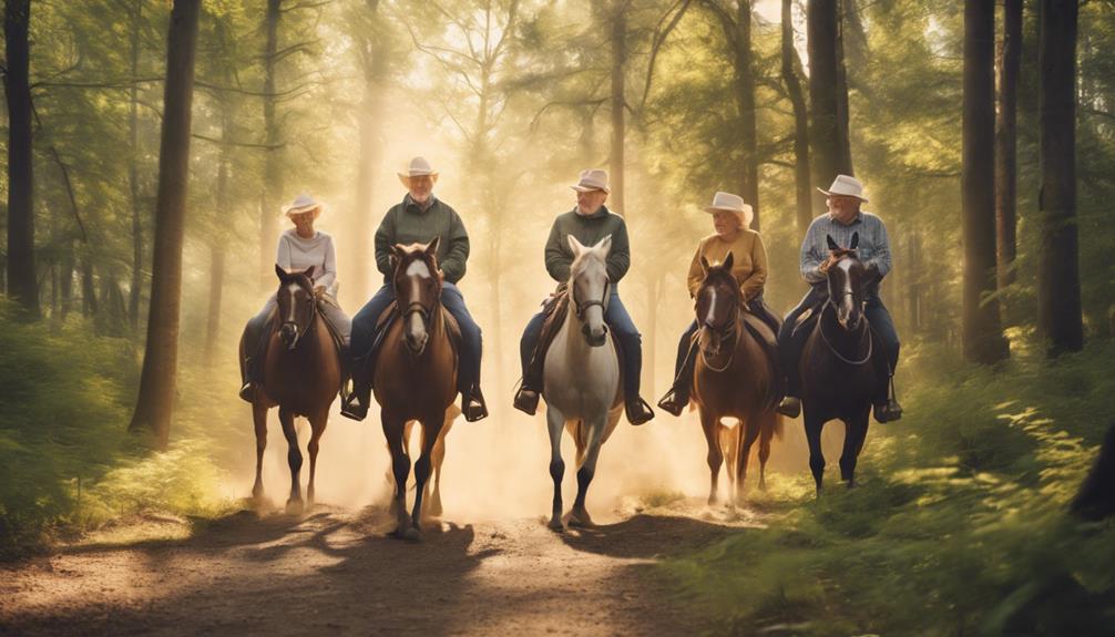 elderly enjoy leisurely horseback